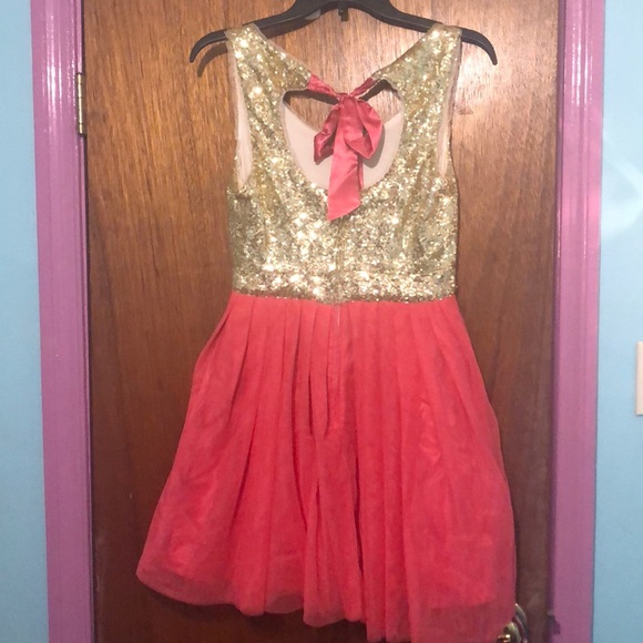 Pink & Gold Hoco Dress - Picture 3 of 4